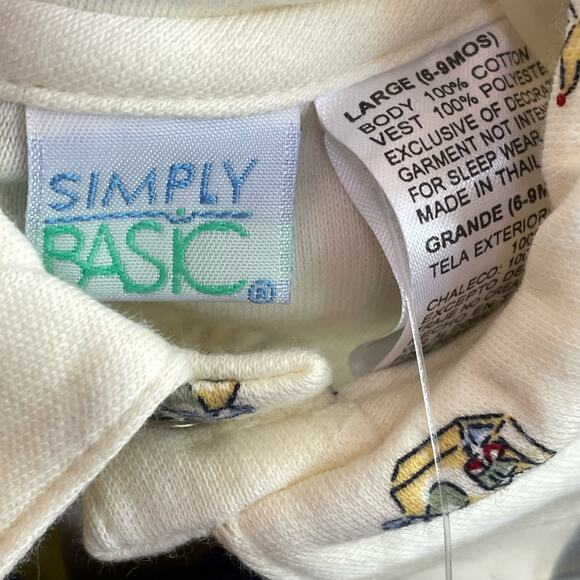 Simply Basic Baby Outfit 6-9 Months Vintage 2002 One Piece w/ Navy Velvet Pants - Picture 8 of 16